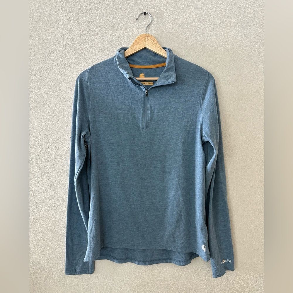Carhartt Women’s Quarter Zip Pullover Slate Blue Casual Long Sleeve Size M